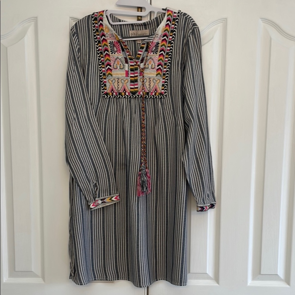 Philosophy Striped Embroidered Tunic Dress Size XL